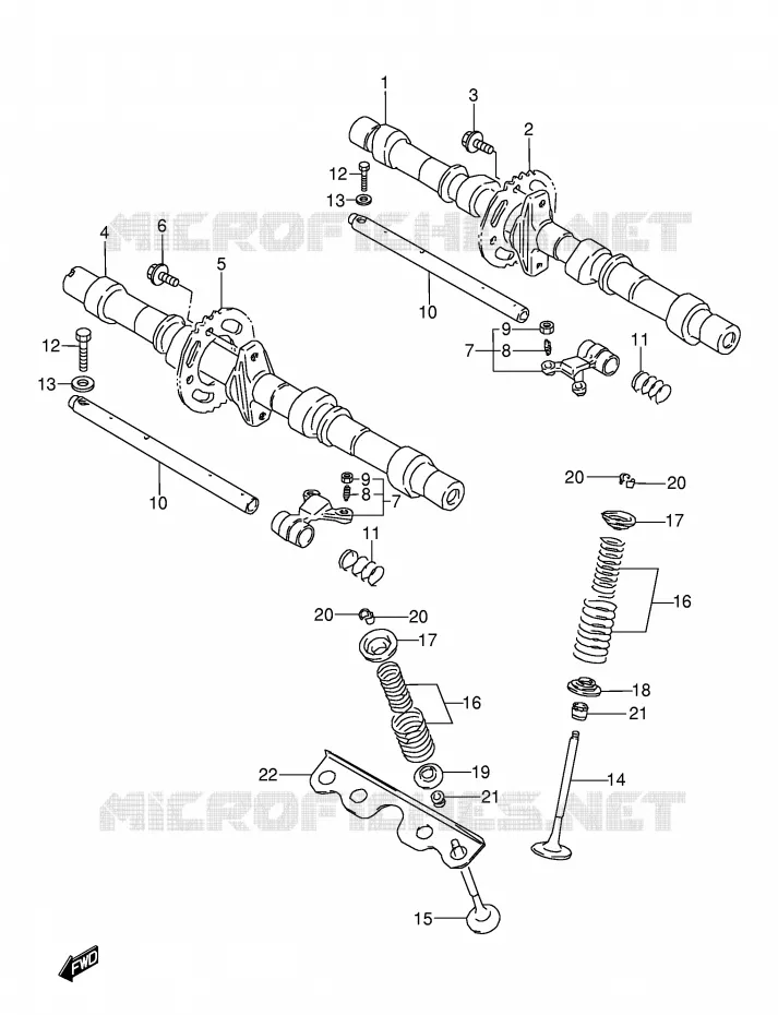 ARBRE A CAMES - SOUPAPES (MODELE J/K/L/M) Suzuki MOTO 600 GSX-F 1992  GSX600FUN(E2)