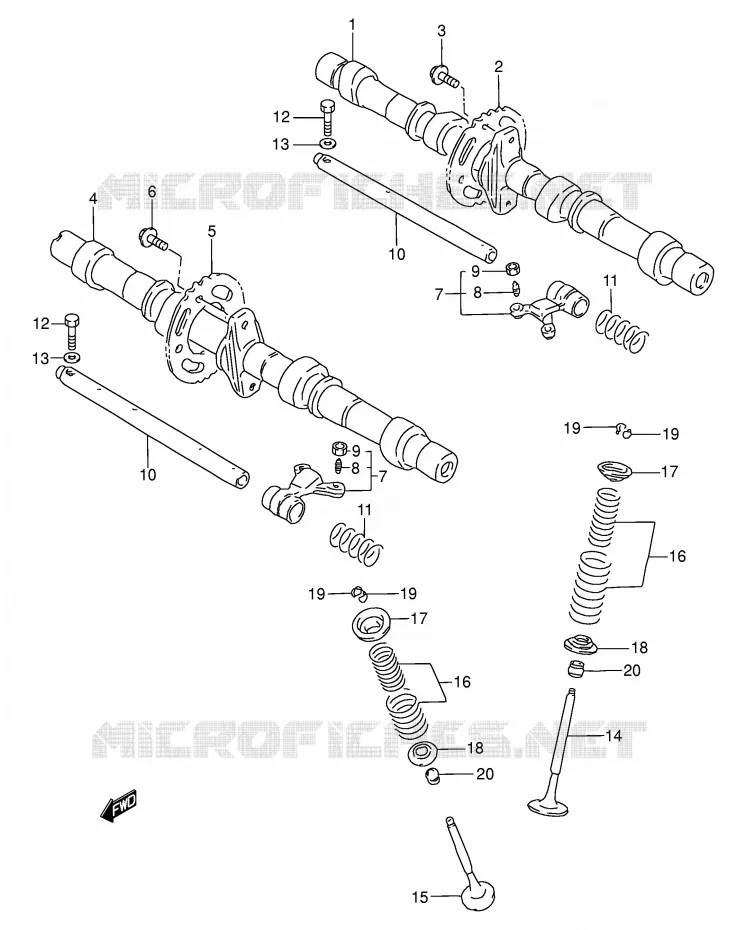 ARBRE A CAMES - SOUPAPES Suzuki MOTO 750 GSX-F 2004  GSX750FK4(E2)