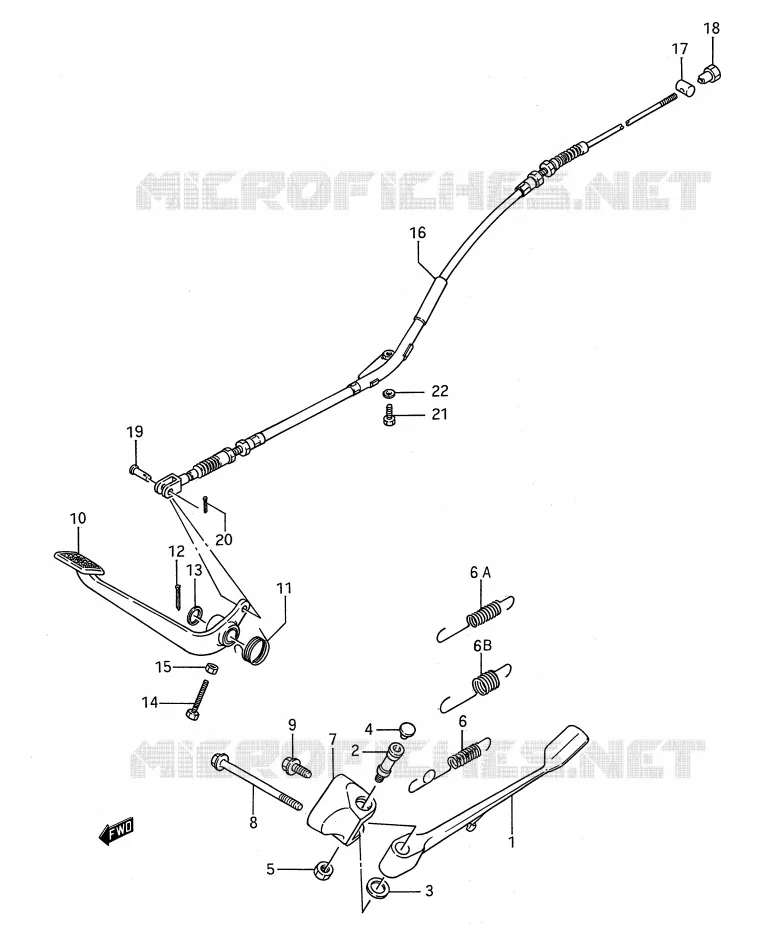 BEQUILLE LATERALE - PEDALE DE FREIN ARRIERE Suzuki MOTO 650 BOULEVARD 1988  LS650PJ(E28)