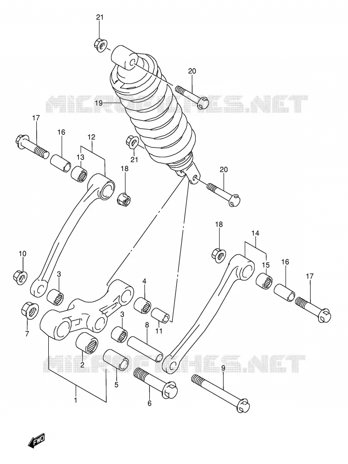 BIELLETTE DE SUSPENSION ARRIERE (MODELE K/L/M/N/P/R/S/T) Suzuki MOTO 600 GSX-F 1996  GSX600FUT(E2)