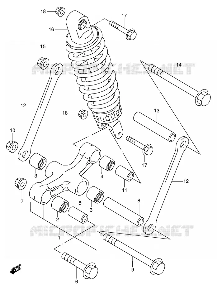 BIELLETTE DE SUSPENSION ARRIERE Suzuki MOTO 600 GSX-F 2002  GSX600FUK2(E2)