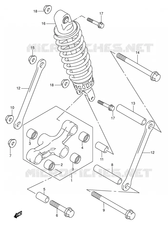 BIELLETTE DE SUSPENSION ARRIERE Suzuki MOTO 600 GSX-F 2004  GSX600FK4(E2)