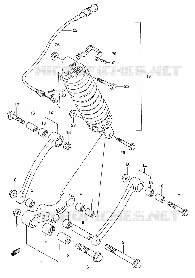 BIELLETTE DE SUSPENSION ARRIERE (VOIR NOTE) Suzuki MOTO 750 GSX-F 1995  GSX750FS(E2)