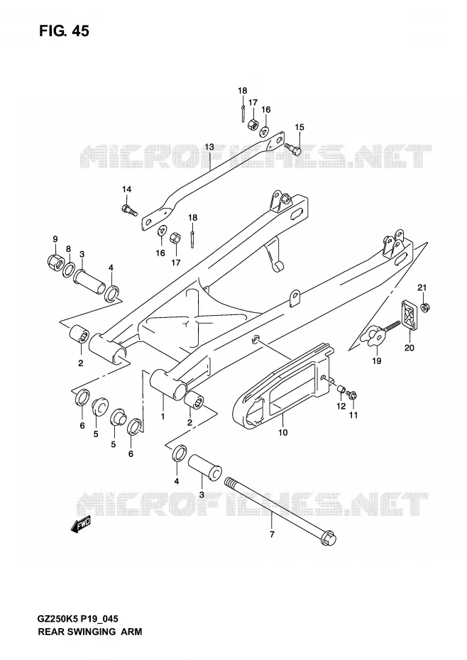 BRAS OSCILLANT ARRIERE Suzuki MOTO 250 MARAUDER 2005  GZ250K5(P19)