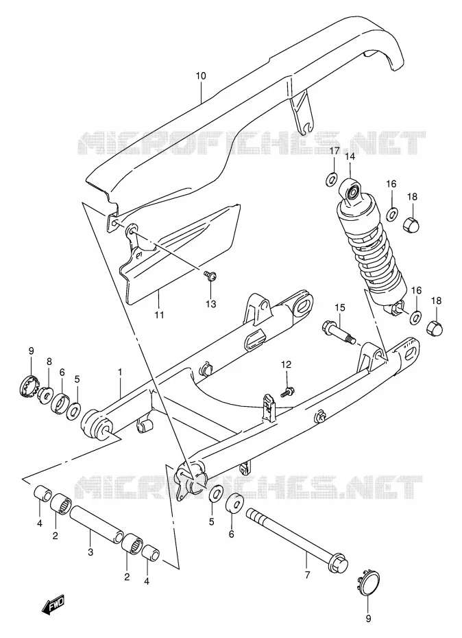 BRAS OSCILLANT ARRIERE Suzuki MOTO 650 BOULEVARD 1996  LS650PT(E3/E28)