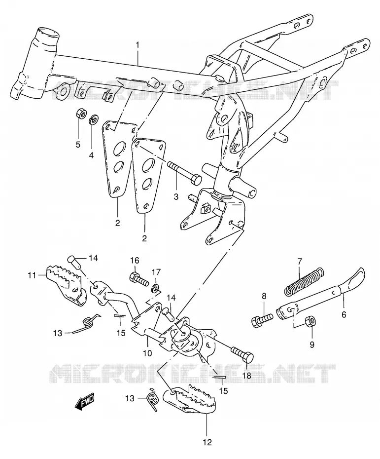 CADRE - REPOSE PIEDS Suzuki MOTO 50 JR 1996  JR50T(P3/P28)