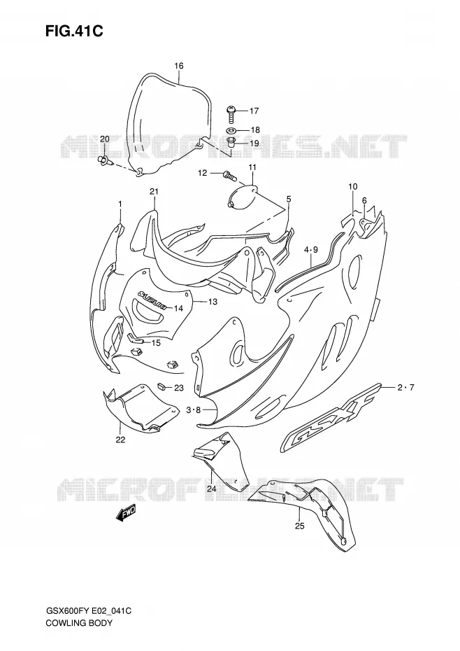 CARENAGES - ETIQUETTES (MODELE K1) Suzuki MOTO 600 GSX-F 1999  GSX600FUX(E2)
