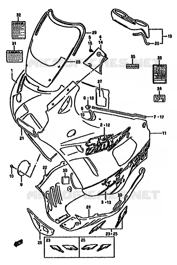 CARENAGES - ETIQUETTES (MODELE S) Suzuki MOTO 750 GSX-F 1991  GSX750FM(K-T)