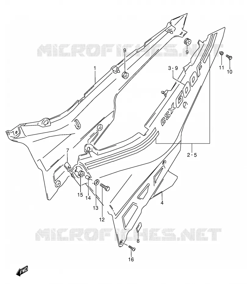 CARENAGES ARRIERE  (MODELE J) Suzuki MOTO 600 GSX-F 1990  GSX600FU2L(E2)