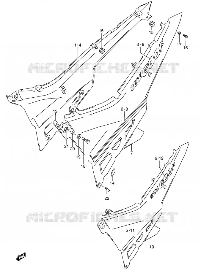 CARENAGES ARRIERE  (MODELE K) Suzuki MOTO 600 GSX-F 1990  GSX600FU2L(E2)