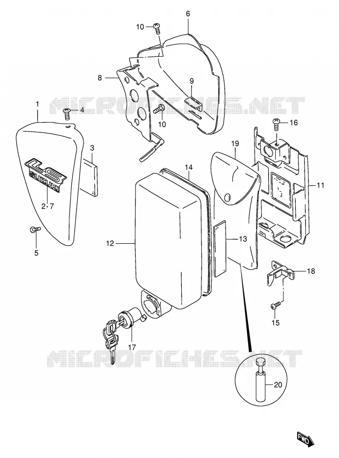 CARENAGES ARRIERE  (MODELE K2/K3) Suzuki MOTO 650 BOULEVARD 1999  LS650PX(E3/E28)