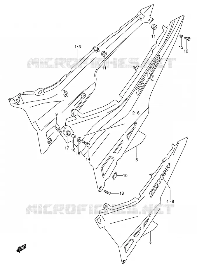 CARENAGES ARRIERE  (MODELE M) Suzuki MOTO 600 GSX-F 1994  GSX600FR(E2)