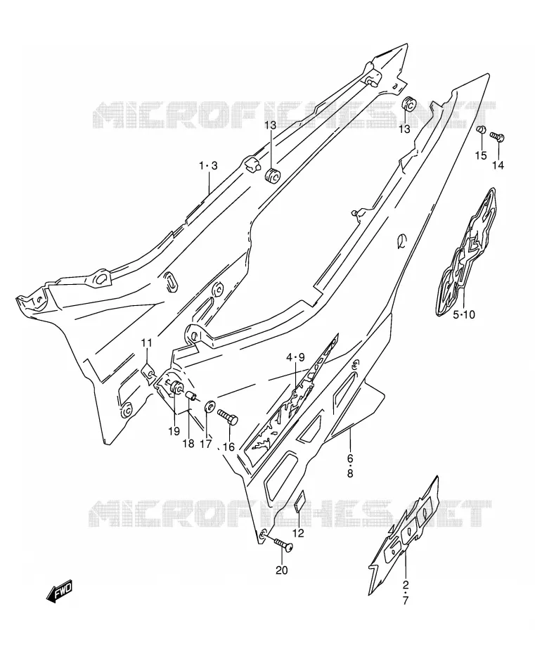 CARENAGES ARRIERE  (MODELE R/S) Suzuki MOTO 600 GSX-F 1995  GSX600FU2S(E2)
