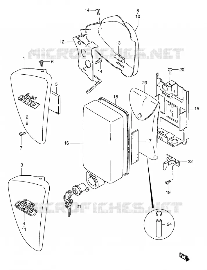 CARENAGES ARRIERE  (MODELE T/V) Suzuki MOTO 650 BOULEVARD 1998  LS650PW(E3/E28)