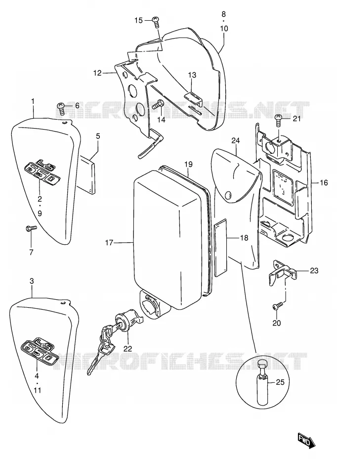CARENAGES ARRIERE  (MODELE T/V) Suzuki MOTO 650 SAVAGE 1997  LS650PV(E2)