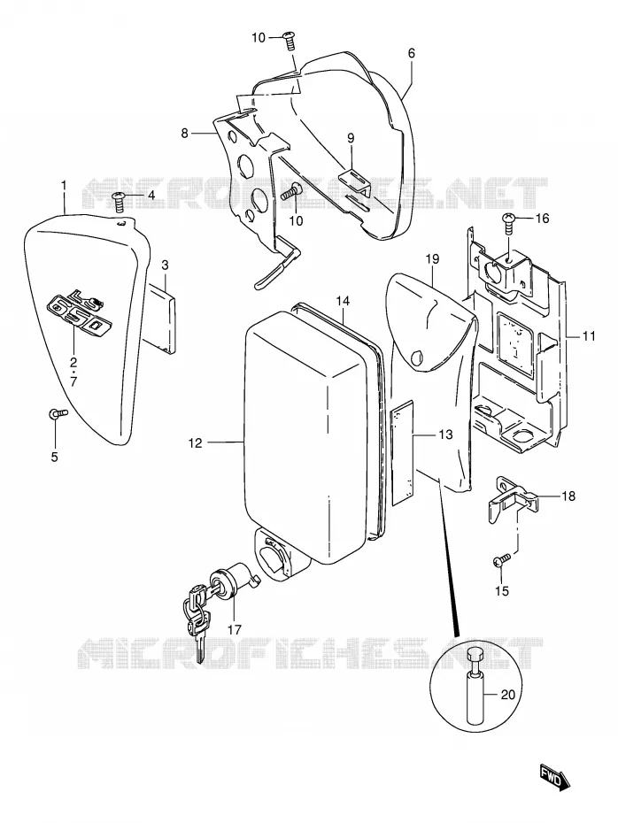 CARENAGES ARRIERE  (MODELE W/X) Suzuki MOTO 650 BOULEVARD 2004  LS650PK4(E3/E28)
