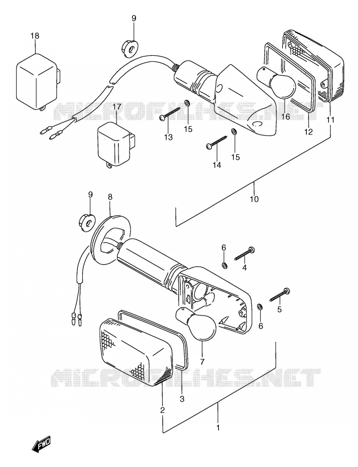 CLIGNOTANTS (MODELE K/L/M/N/P/R) Suzuki MOTO 750 GSX-F 1993  GSX750FP(E2)