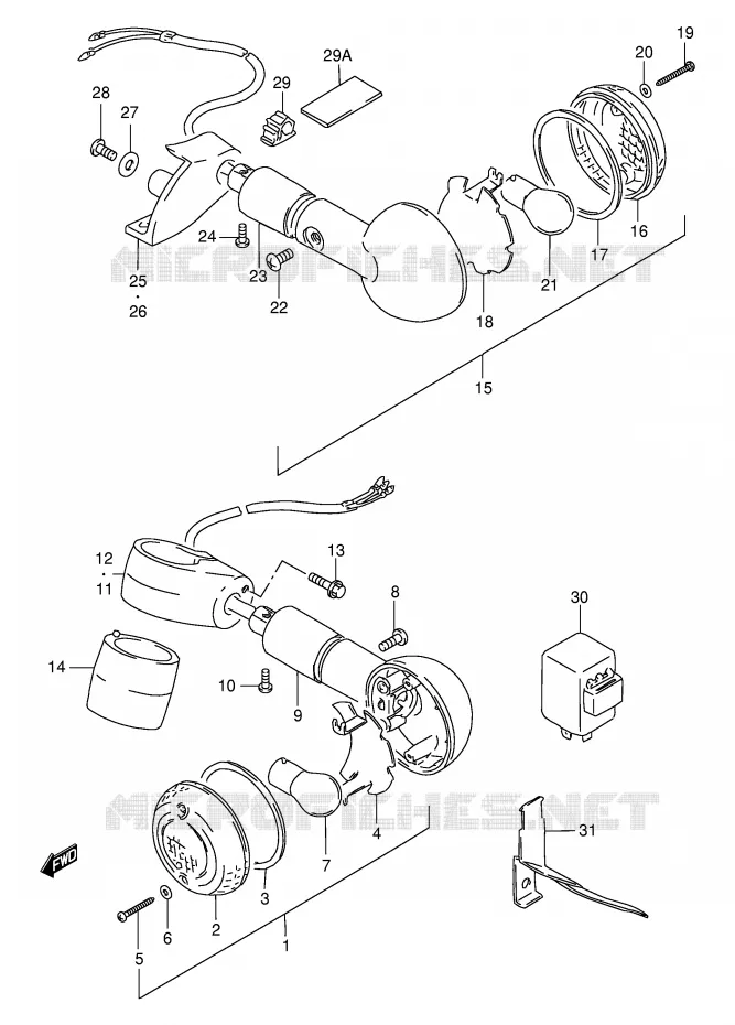 CLIGNOTANTS Suzuki MOTO 650 SAVAGE 1996  LS650PT(E2)