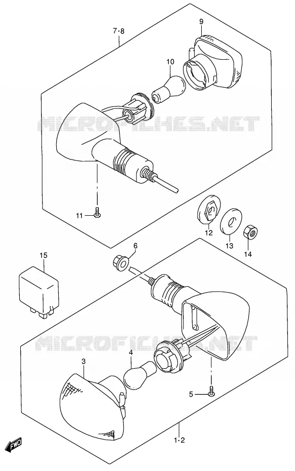 CLIGNOTANTS Suzuki MOTO 750 GSX 2001  GSX750K1(E4)
