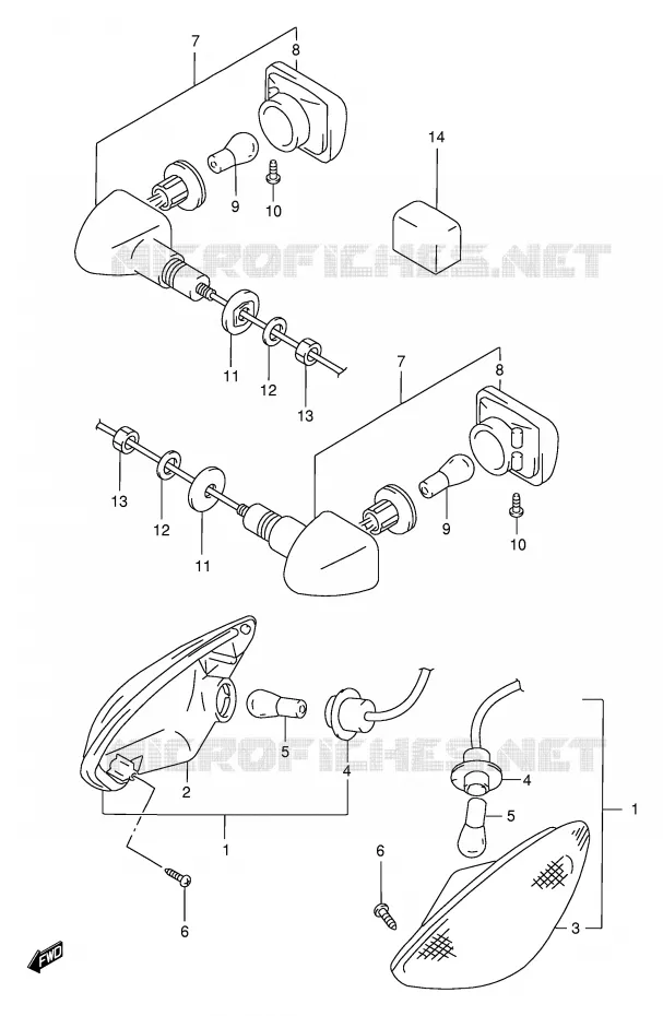 CLIGNOTANTS Suzuki MOTO 750 GSX-F 2001  GSX750FK1(E2)
