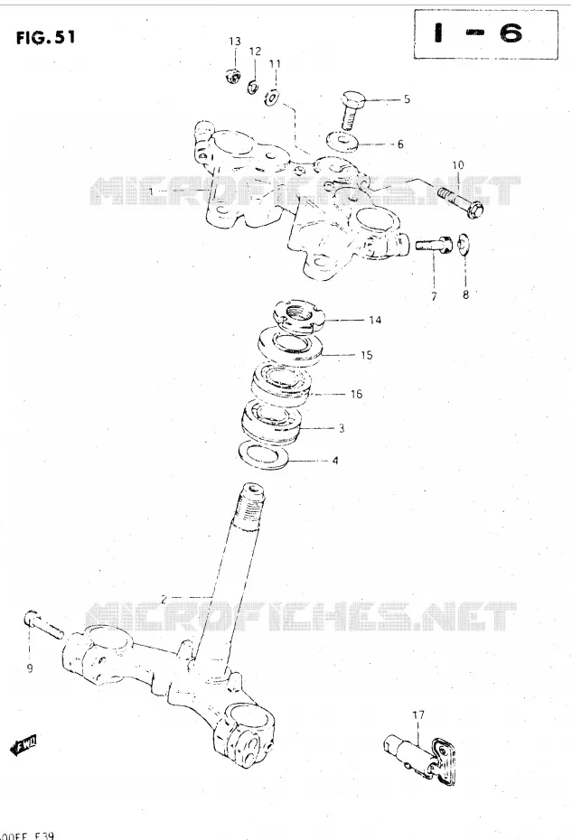 COLONNE DE DIRECTION (GSX500ESE/ESF) Suzuki MOTO 500 GSX-E 1985  GSX500EF(E39)