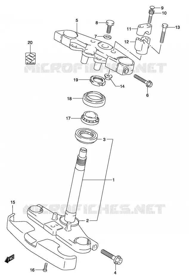 COLONNE DE DIRECTION Suzuki MOTO 250 MARAUDER 2005  GZ250K5(P3)