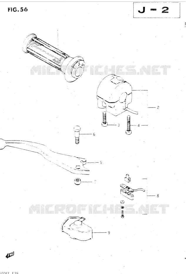 ENSEMBLE LEVIER - COMMODO DROIT (GSX500EE/EF) Suzuki MOTO 500 GSX-E 1984  GSX500ESE(E39)