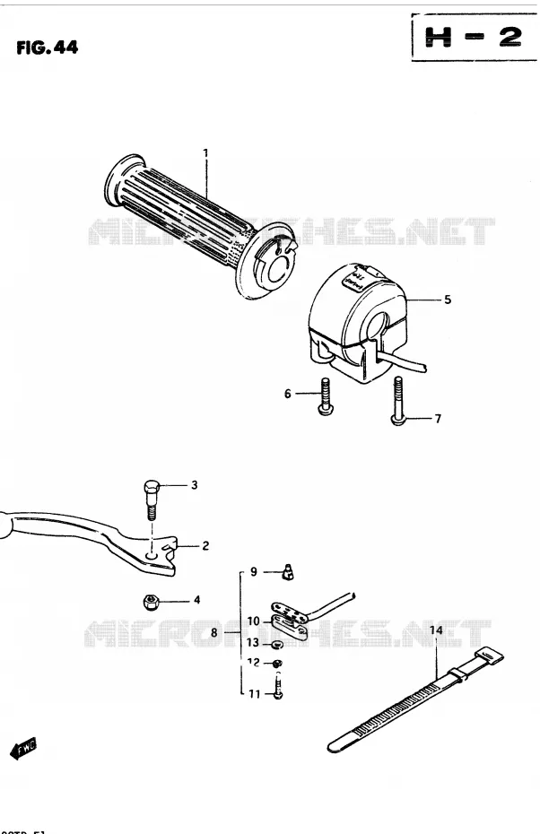 ENSEMBLE LEVIER - COMMODO DROIT Suzuki MOTO 400 GSX 1983  GSX400TD
