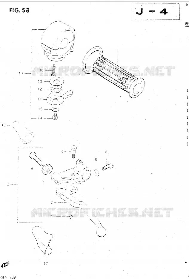 ENSEMBLE POIGNEE GAUCHE (GSX500EE/EF) Suzuki MOTO 500 GSX-E 1984  GSX500EE(E39)