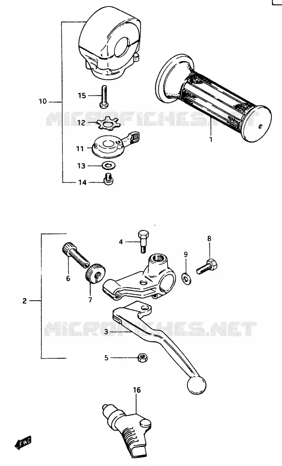 ENSEMBLE POIGNEE GAUCHE Suzuki MOTO 750 GSX-E 1984  GSX750ESE(D/E)