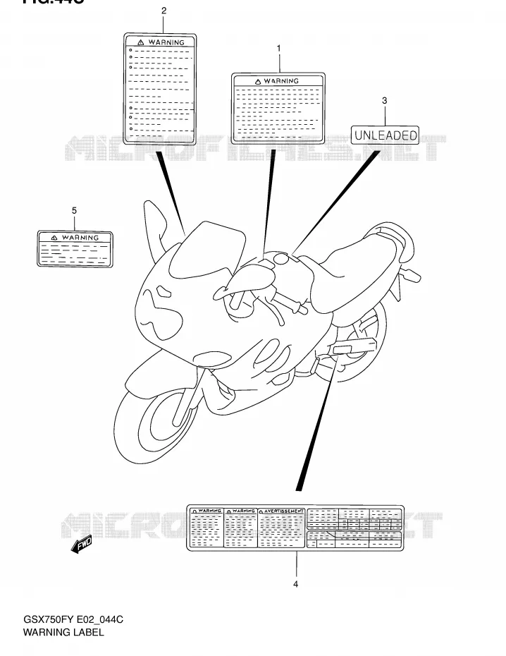 ETIQUETTE D'AVERTISSEMENT (MODELE K2) Suzuki MOTO 750 GSX-F 2003  GSX750FK3(E2)