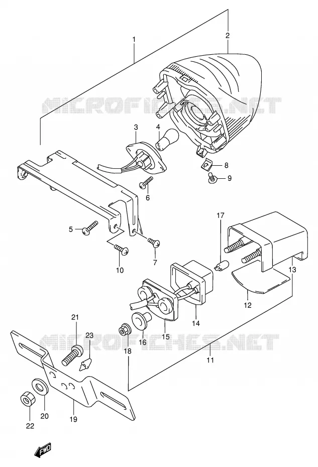 FEU ARRIERE (MODELE W/X/Y/K1/K2) Suzuki MOTO 600 GSX-F 2000  GSX600FUY(E2)