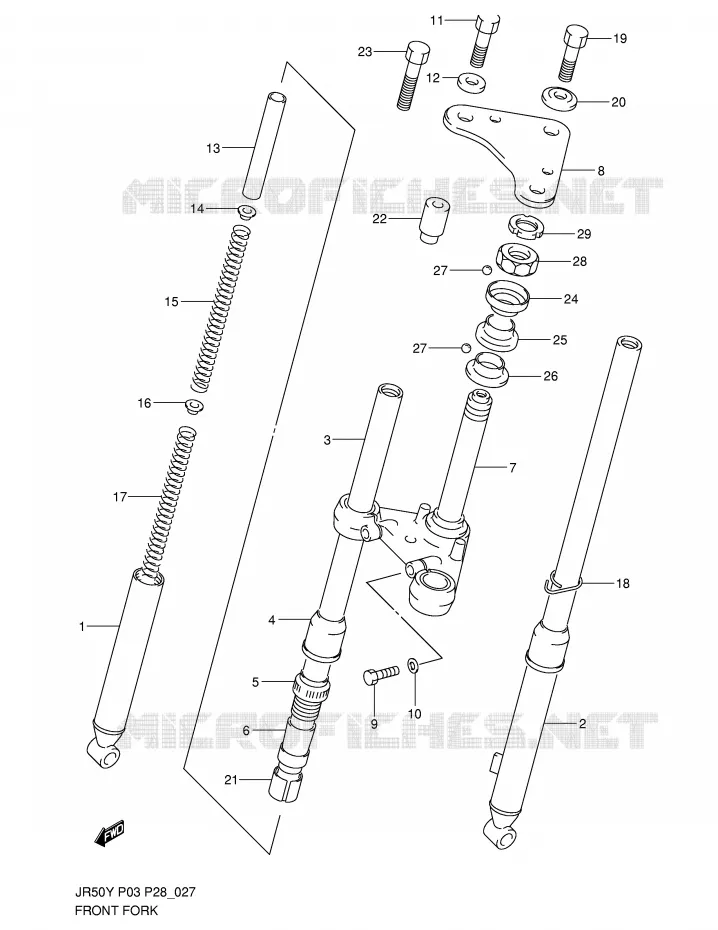 FOURCHE AVANT Suzuki MOTO 50 JR 2003  JR50K3(P3/P28)