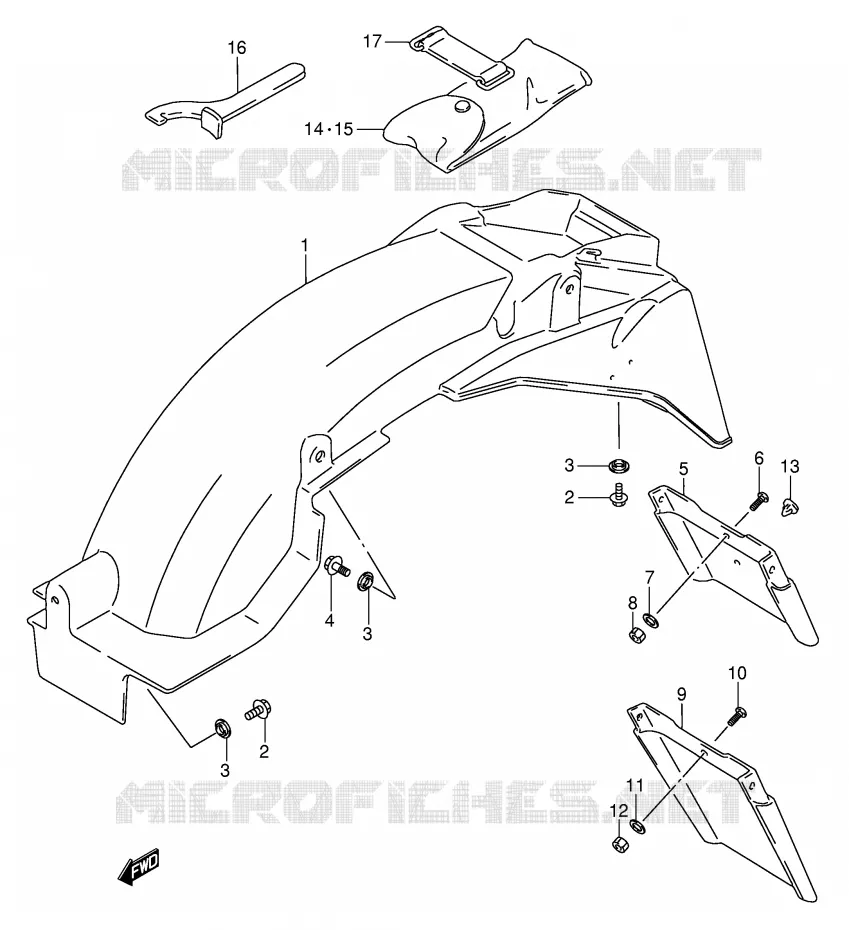 GARDE BOUE ARRIERE (MODELE K/L/M/N/P/R) Suzuki MOTO 750 GSX-F 1993  GSX750FP(E2)