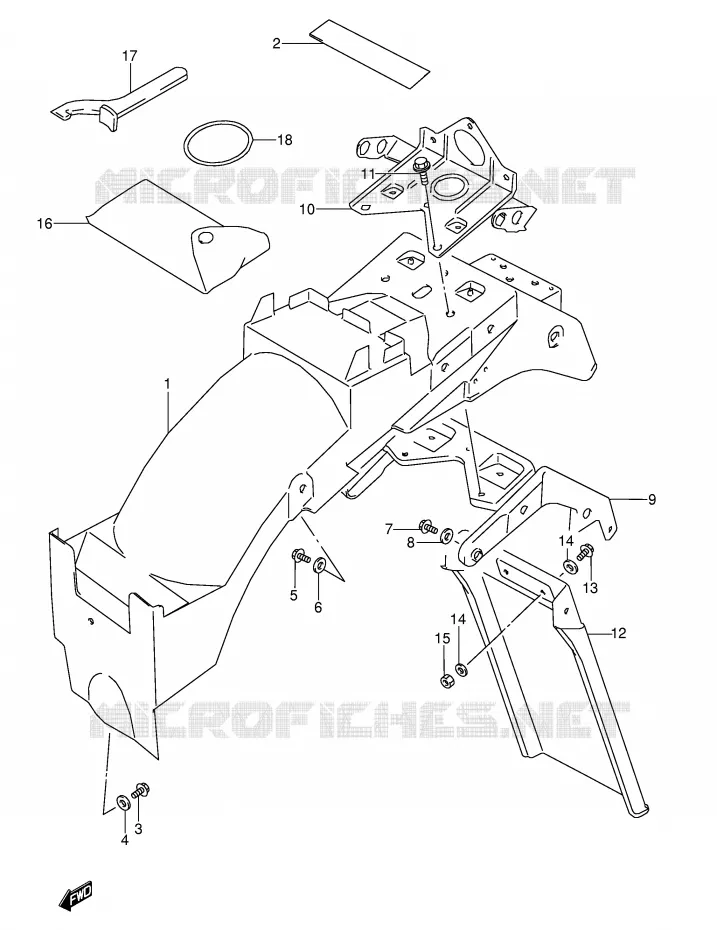 GARDE BOUE ARRIERE (MODELE S) Suzuki MOTO 600 GSX-F 1995  GSX600FS(E2)