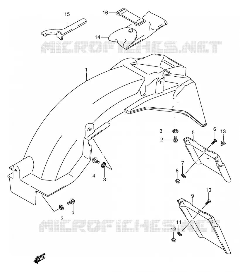 GARDE BOUE ARRIERE (MODELE T) Suzuki MOTO 750 GSX-F 1995  GSX750FS(E2)