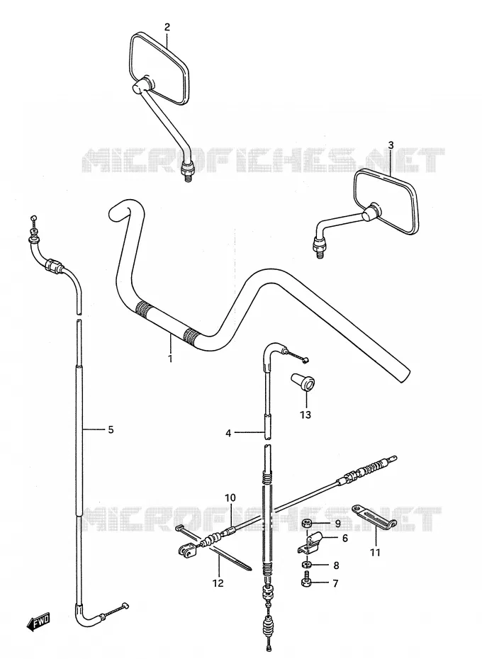 GUIDON - CABLES (LS650PG/PJ/PK/PL,MODEL M/N/P) Suzuki MOTO 650 BOULEVARD 1988  LS650FJ(E28)