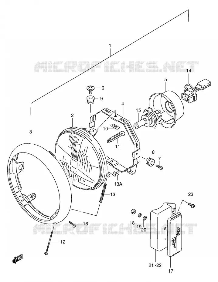 PHARE (MODELE K1/K2/K3/K4) Suzuki MOTO 650 BOULEVARD 2002  LS650PK2(E3/E28)