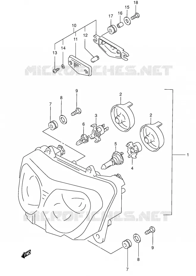 PHARE (MODELE K3 E2,E19,P37) Suzuki MOTO 750 GSX-F 2000  GSX750FY(E2)