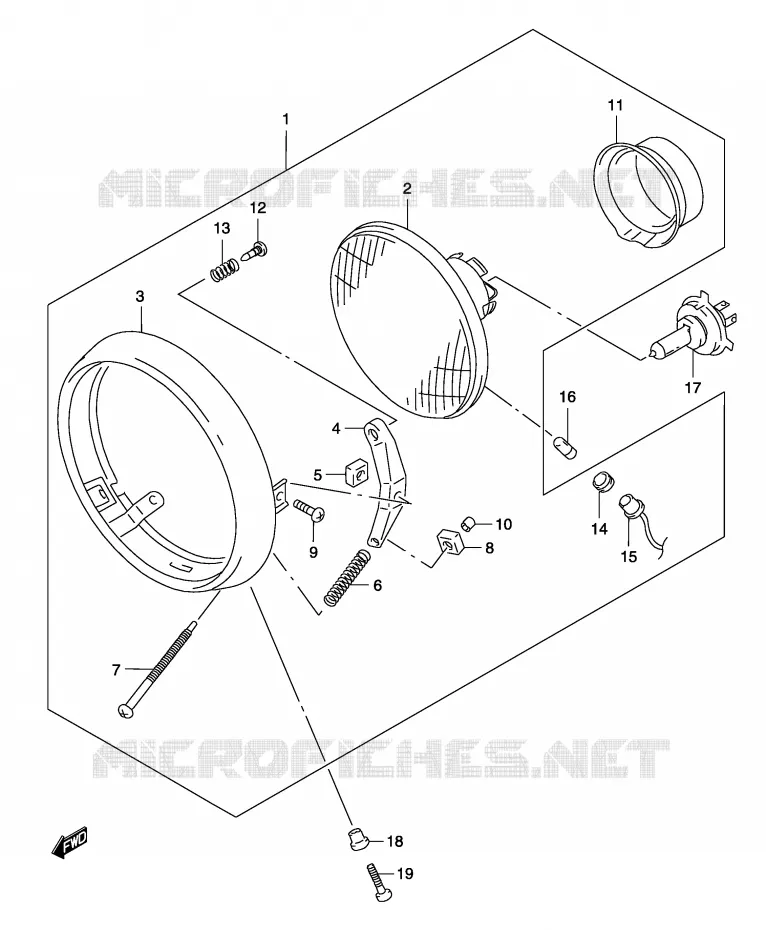 PHARE Suzuki MOTO 250 MARAUDER 2003  GZ250K3(P19)