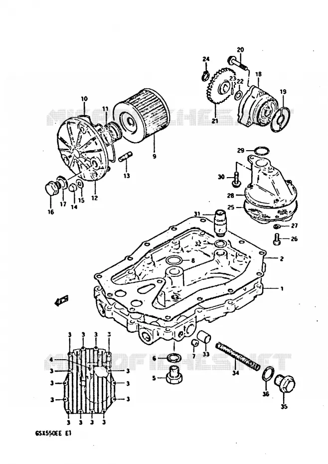 POMPE A HUILE - FILTRE A HUILE Suzuki MOTO 550 GSX-E 1984  GSX550ESE(E1)