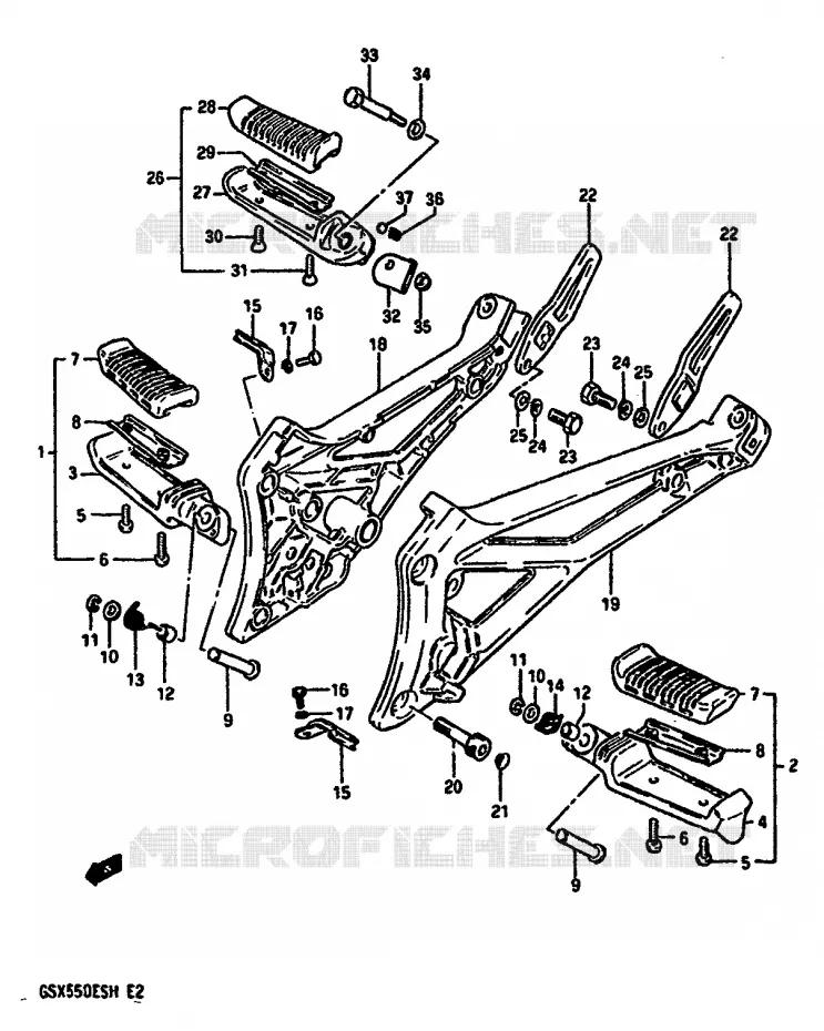 REPOSE PIED Suzuki MOTO 550 GSX-E 1987  GSX550EFH(F/G/H)