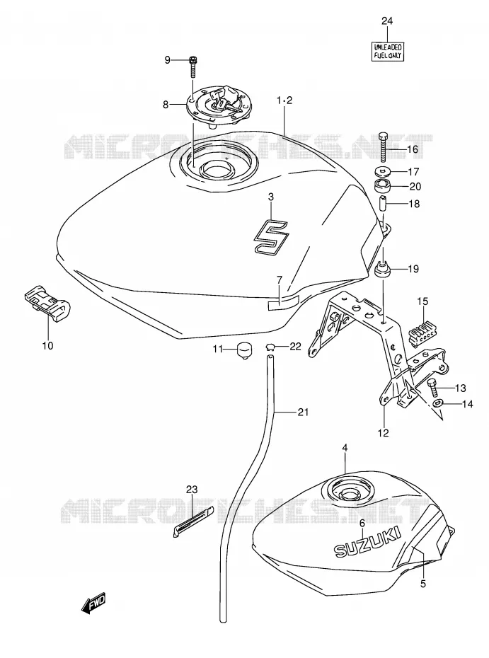 RESERVOIR D'ESSENCE (MODELE J/K/L) Suzuki MOTO 600 GSX-F 1988  GSX600FUJ(E2)