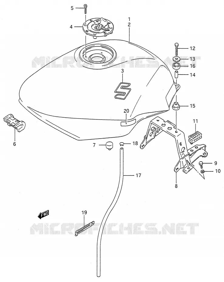 RESERVOIR D'ESSENCE (MODELE J/K/L) Suzuki MOTO 600 GSX-F 1992  GSX600FU2N(E28)