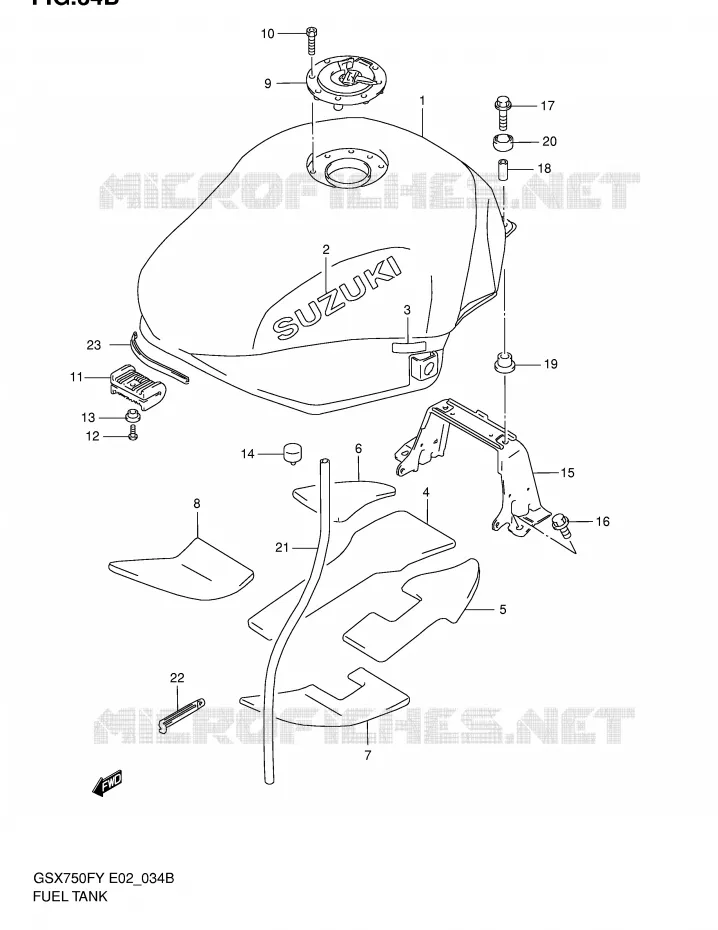 RESERVOIR D'ESSENCE (MODELE K2/K3) Suzuki MOTO 750 GSX-F 2003  GSX750FLK3(E2)