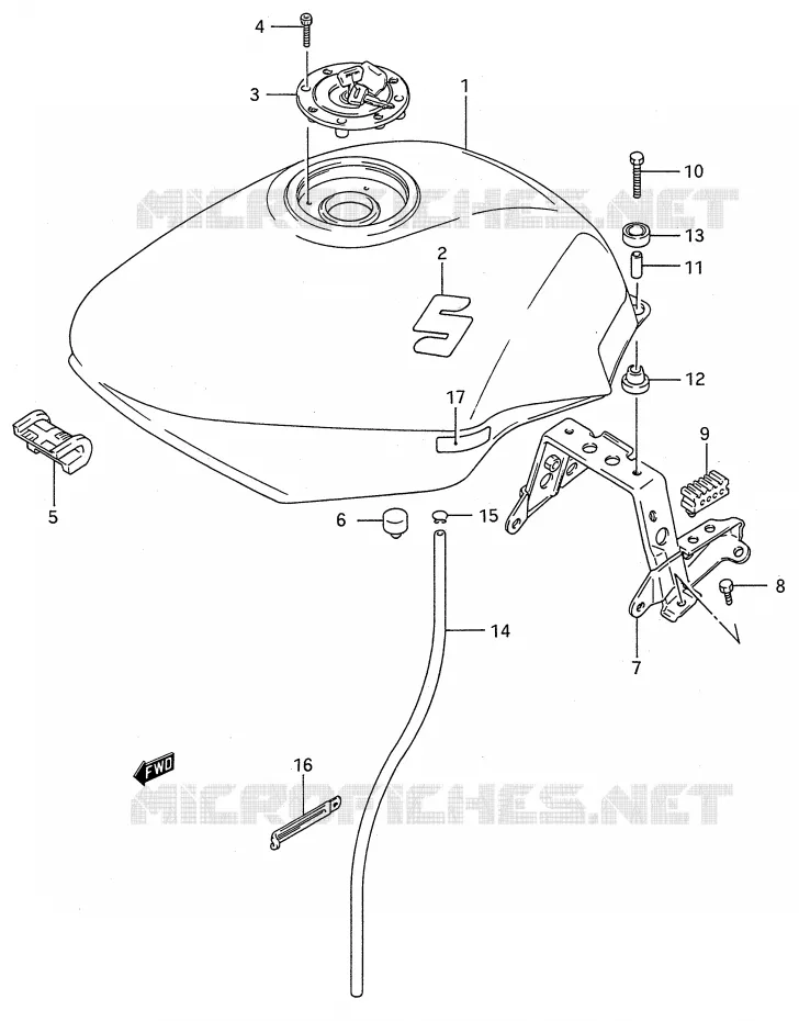 RESERVOIR D'ESSENCE (MODELE M) Suzuki MOTO 600 GSX-F 1992  GSX600FN(E28)