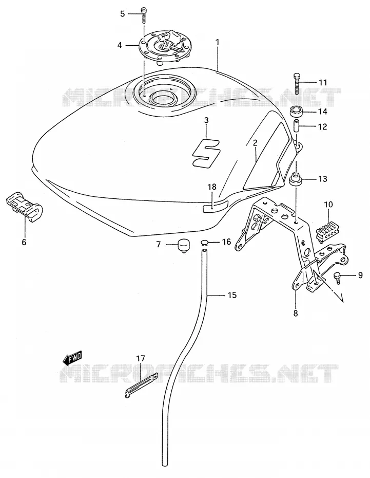 RESERVOIR D'ESSENCE (MODELE N) Suzuki MOTO 600 GSX-F 1996  GSX600FT(E28)