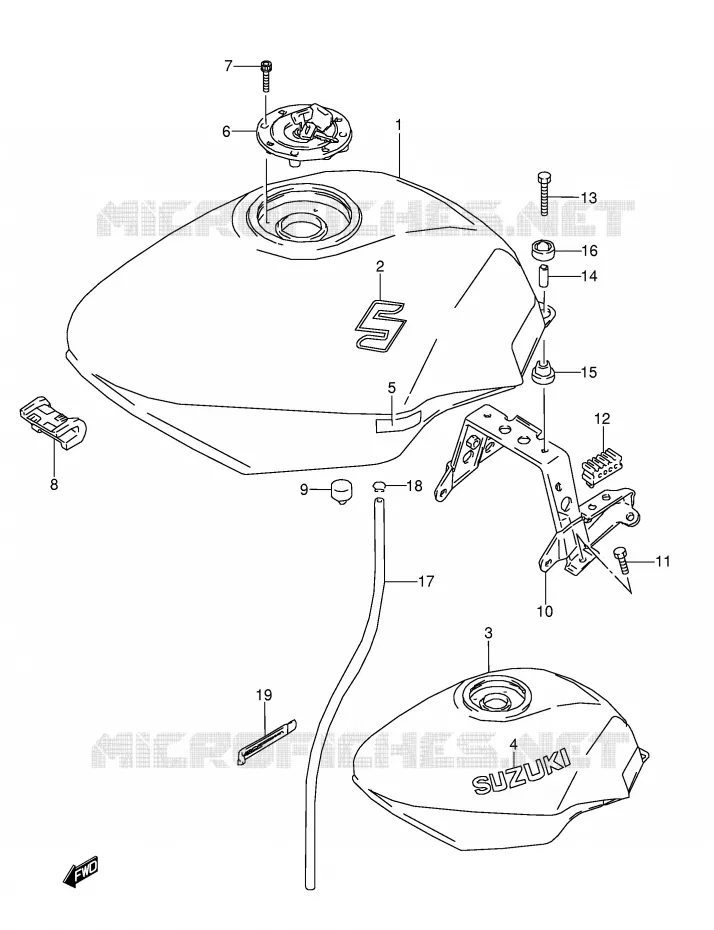 RESERVOIR D'ESSENCE (MODELE P/R/S) Suzuki MOTO 600 GSX-F 1988  GSX600FUJ(E2)