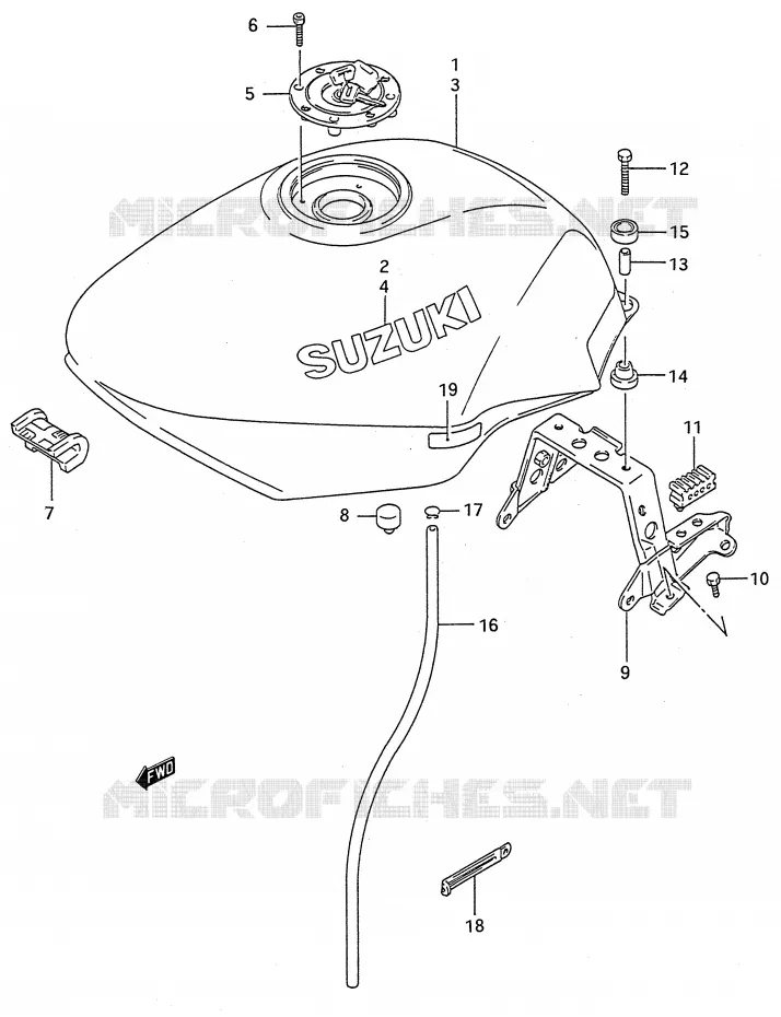 RESERVOIR D'ESSENCE (MODELE P/R/S/T) Suzuki MOTO 600 GSX-F 1993  GSX600FP(E28)