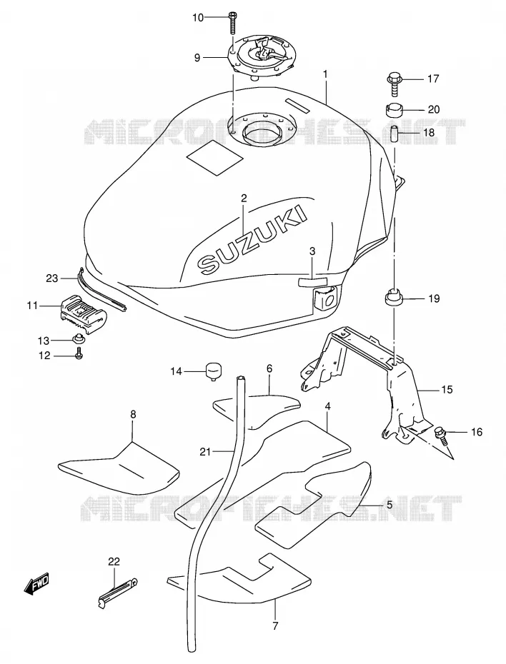 RESERVOIR D'ESSENCE (MODELE W/X) Suzuki MOTO 600 GSX-F 1998  GSX600FUW(E2)